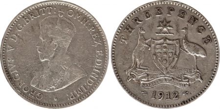 Australie 3 Pence 1912 - George V - Argent 2ème ex.