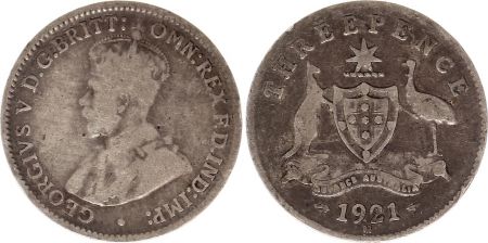 Australie 3 Pence 1921 - George V - Argent