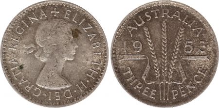 Australie 3 Pence 1953 - Elisabeth II- Argent