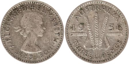 Australie 3 Pence 1956 - Elisabeth II- Argent