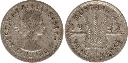 Australie 3 Pence 1957 - Elisabeth II- Argent