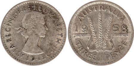 Australie 3 Pence 1958 - Elisabeth II- Argent