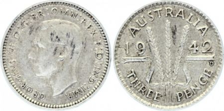 Australie 3 Pence Georges VI - 1942D