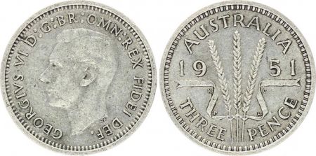 Australie 3 Pence Georges VI - 1951