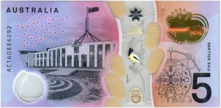 Australie 5 Dollars Elisabeth II - Parlement - 2016 Polymer - Neuf