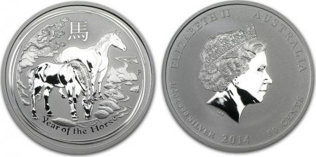 Australie 50 Cents Elisabeth II - Chevaux 1/2 Once Argent 2014