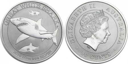 Australie 50 Cents Elisabeth II - Requin Blanc 1/2 Once Argent 2014