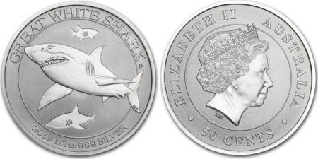 Australie 50 Cents Elisabeth II - Requin Tigre 1/2 Once Argent 2016