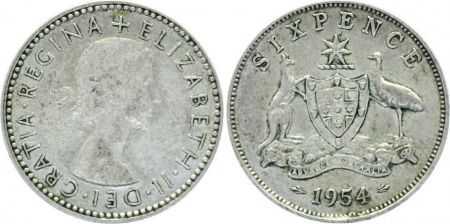 Australie 6 Pence Elizabeth II - 1954