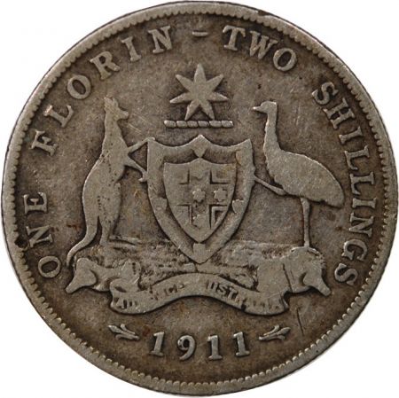 Australie AUSTRALIE, GEORGE V - FLORIN ARGENT 1911
