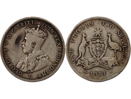 Australie AUSTRALIE, GEORGE V - FLORIN ARGENT 1913