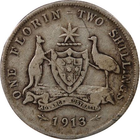 Australie AUSTRALIE, GEORGE V - FLORIN ARGENT 1913