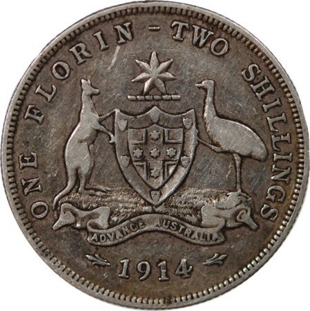 Australie AUSTRALIE  GEORGE V - FLORIN ARGENT 1914