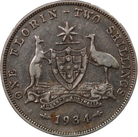 Australie AUSTRALIE, GEORGE V - FLORIN ARGENT 1934