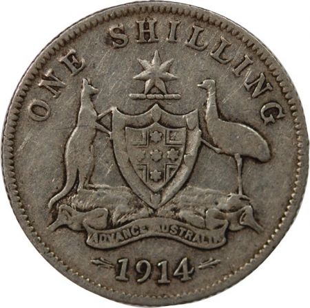Australie AUSTRALIE, GEORGE V - SHILLING ARGENT 1914 MELBOURNE