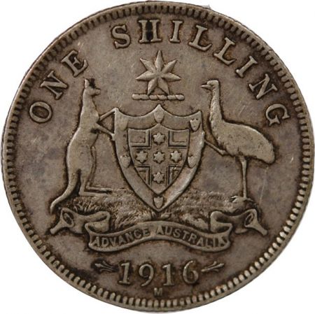 Australie AUSTRALIE, GEORGE V - SHILLING ARGENT 1916 M MELBOURNE