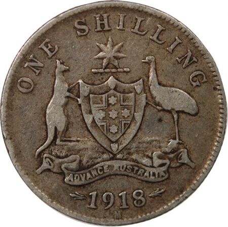 Australie AUSTRALIE, GEORGE V - SHILLING ARGENT 1918 M MELBOURNE