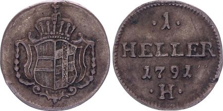 Autriche 1 Heller, Leopold II - Burgau - 1791 H