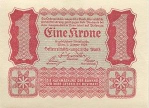 Autriche 1 Krone 1922 - Rouge uniface