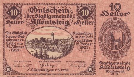Autriche 10 Heller - Allentsteig- 1920