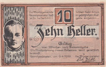 Autriche 10 Heller - Aurollzmunster - 1920