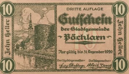 Autriche 10 Heller, Pöchlarn - notgeld 1920 - NEUF
