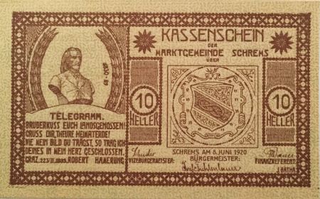 Autriche 10 Heller, Schrems - notgeld 1920 - NEUF