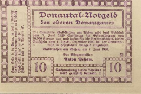 Autriche 10 Heller, Waldkirchen - notgeld 1920 - P.NEUF