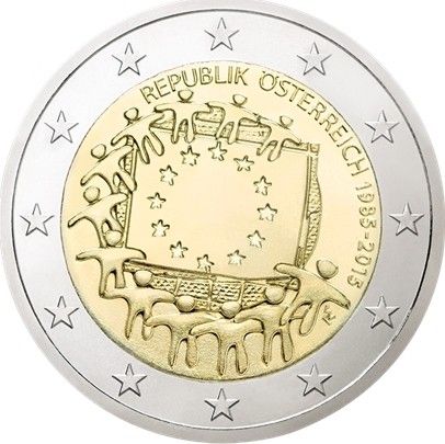Autriche 2 Euro, 30 ans Drapeau Européen - 2015
