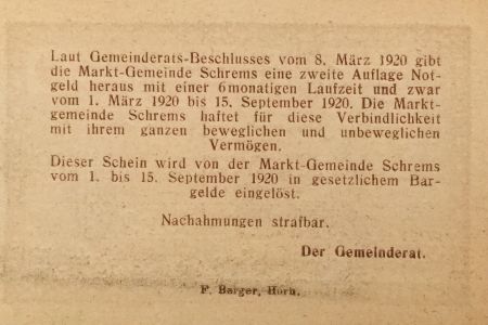 Autriche 20 Heller, Schrems - notgeld 1920 - NEUF