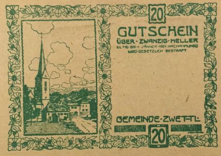 Autriche 20 Heller, Zwettl - notgeld 1921 - SPL