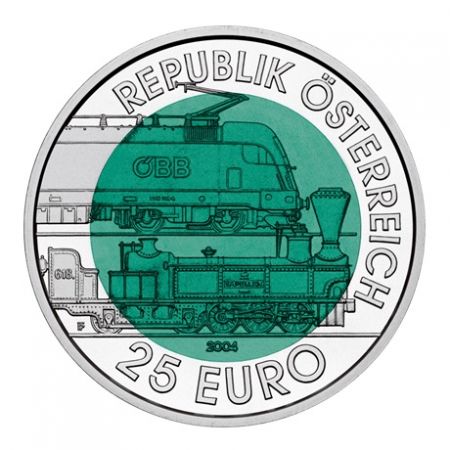 Autriche 25 Euros Niobium - 150 ans du Train Alpin - 2004