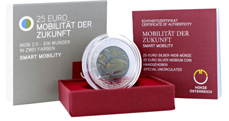 Autriche 25 Euros Niobium AUTRICHE 2021 - Mobilité intelligente (Smart Mobility)
