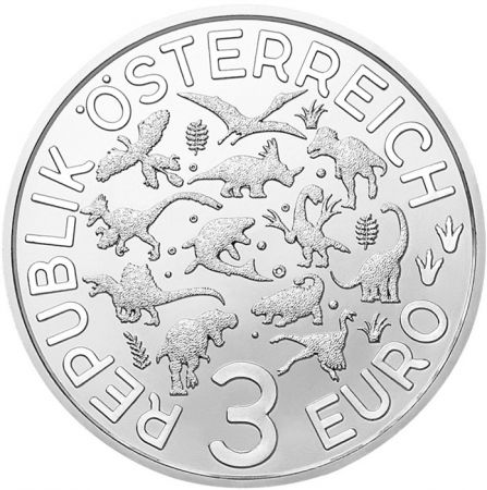 Autriche 3 Euros Autriche 2020 - Le Mosasaurus (Nouvelle collection)