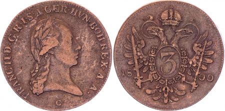 Autriche 3 Kreuzer, Franz II - Armoiries  - 1800 C