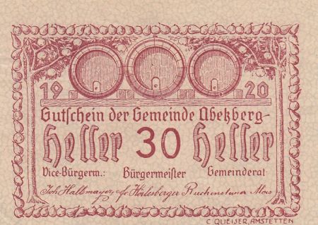 Autriche 30 Heller - Abetzberg - 1920