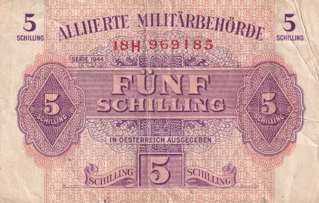 Autriche 5 Schilling - Autorités militaires alliées - 1944 - Série 18H- P.105