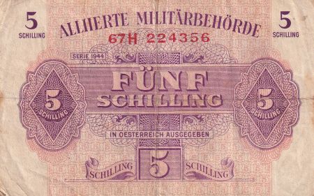 Autriche 5 Schilling - Autorités militaires alliées - 1944 - Série 67H - P.105