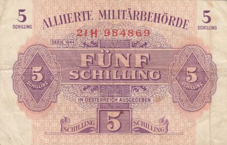 Autriche 5 Schillings - Rose et violet - 1944