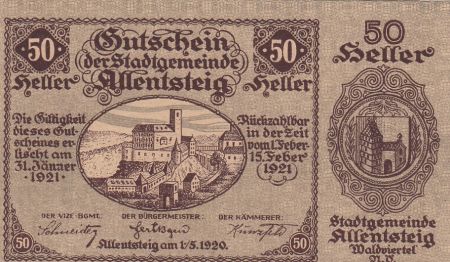 Autriche 50 Heller - Allentsteig- 1920