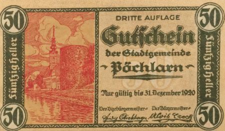 Autriche 50 Heller, Pöchlarn - notgeld 1920 - P.NEUF