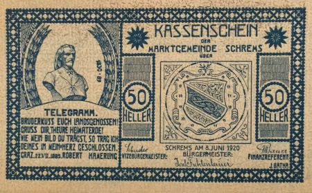 Autriche 50 Heller, Schrems - notgeld 1920 - NEUF