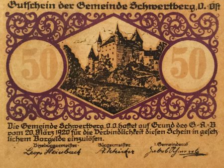 Autriche 50 Heller, Schwertberg - notgeld 1920 - SPL
