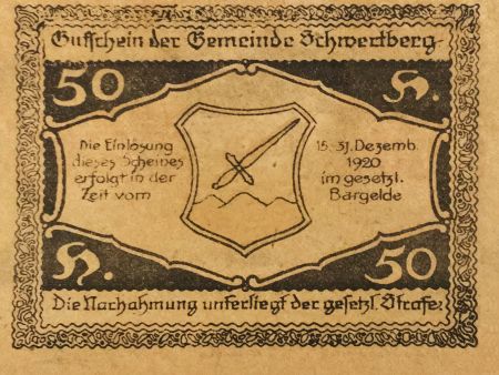 Autriche 50 Heller, Schwertberg - notgeld 1920 - SPL