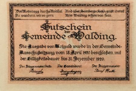Autriche 50 Heller, Walding - notgeld 1920 - SPL