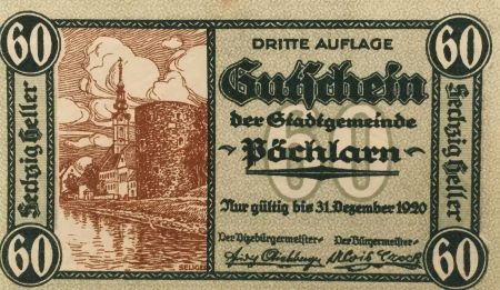Autriche 60 Heller, Pöchlarn - notgeld 1920 - SPL