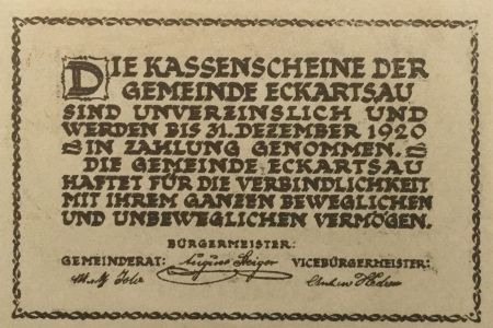 Autriche 80 Heller, Eckartsau - notgeld 1920 - NEUF