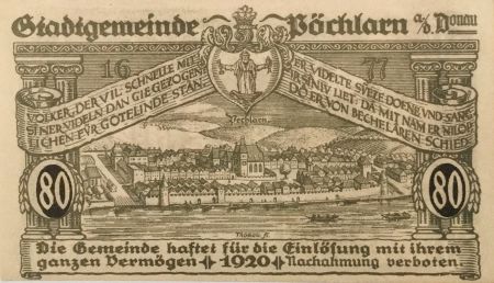 Autriche 80 Heller, Pöchlarn - notgeld 1920 - P.NEUF