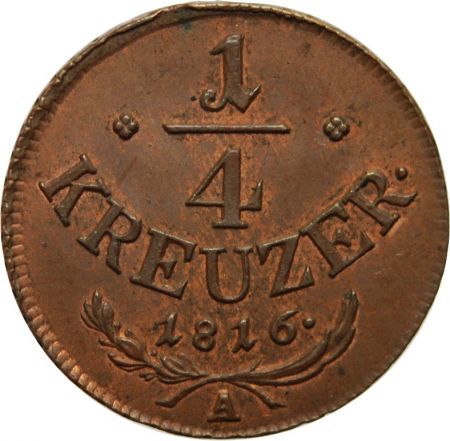 Autriche AUTRICHE - FRANCOIS Ier 1/4 KREUZER 1816 A