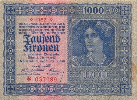 Autriche AUTRICHE-HONGRIE - 1000 KRONEN 02/01/1922 - TB+